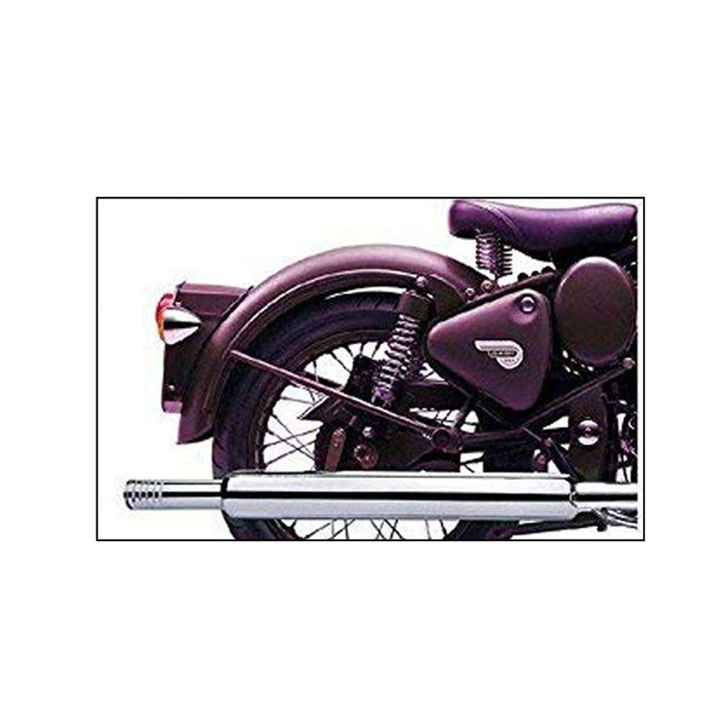 OZANGO Bike Long Punjab Dholki Long Bottle Empty Free Flow Bullet Exhaust Silencer Chrome With Zed Clamp Bush For Royal Enfield Bullet Electra 4