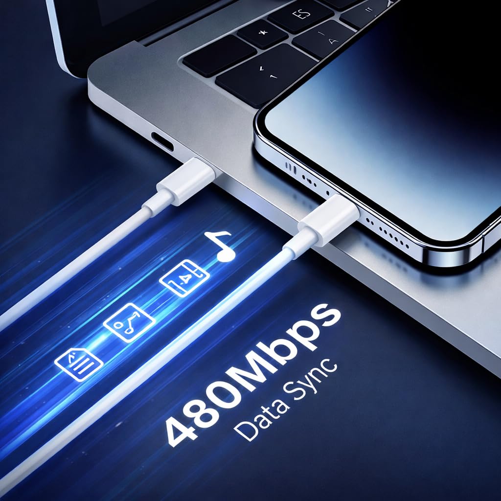 dealoma USB Type-C to Lightning Cable 1m | MFi Certified iPhone Fast Charging | 30W PD | 480 Mbps Data Sync | Compatible with iPhone 14, 13, 12, 11, XS, XR, X, 8, 7 (type C to L (white)) 4
