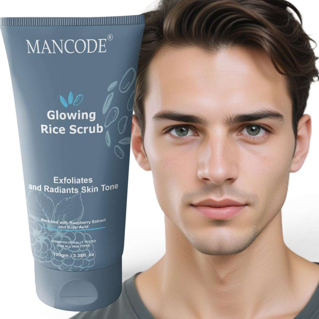 Mancode Glowing Rice Scrub for deep Cleanse & Nourish skin Face scrub 100gm 1