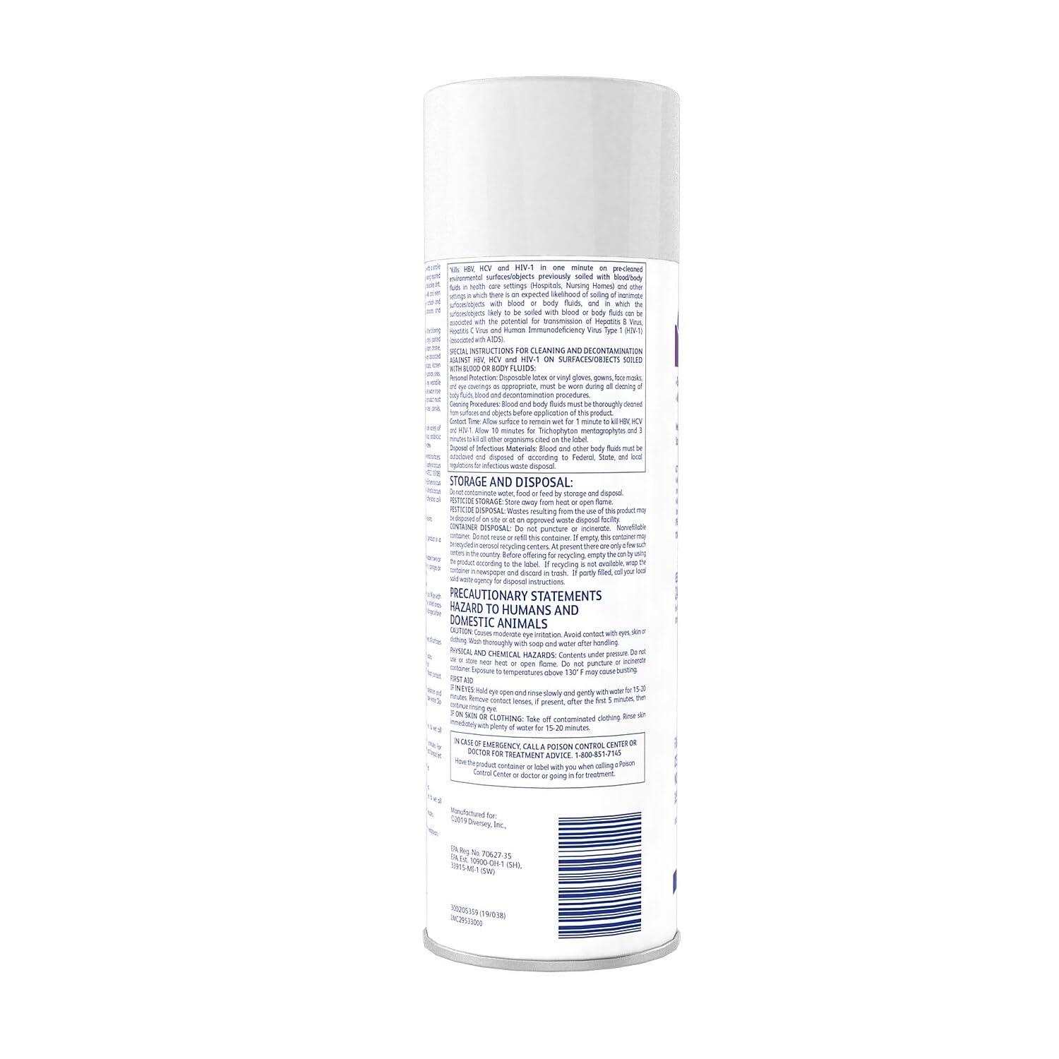 Diversey 04531 Foaming Disinfectant Cleaner Lemon Scent 19 oz. Aerosol Can 12/Carton 4