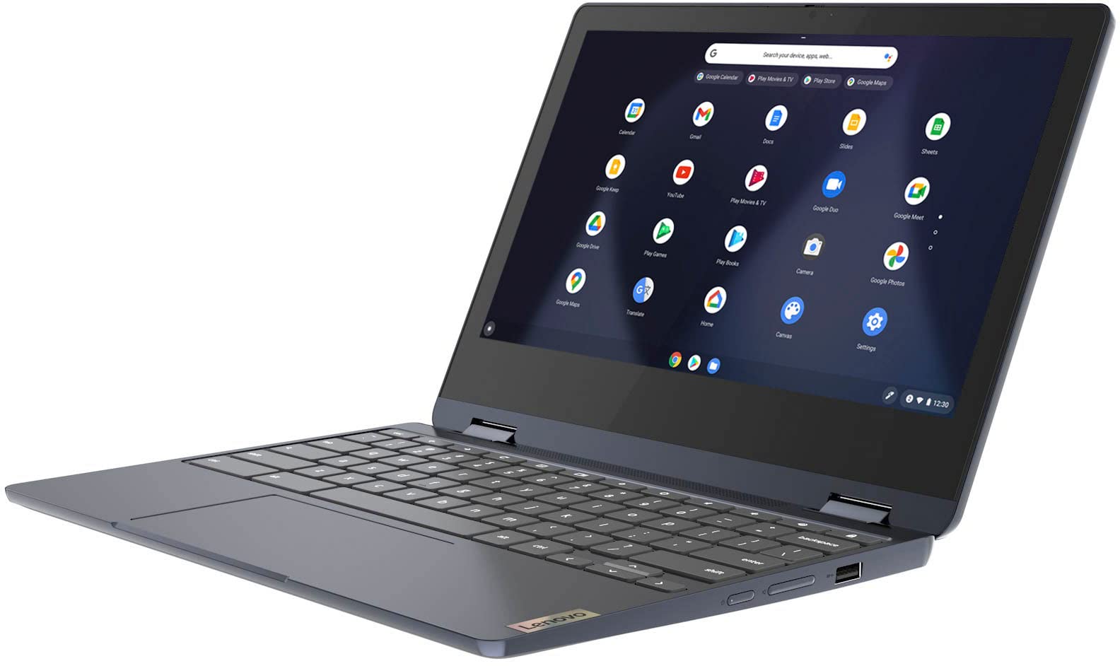 2022 Lenovo Flex 3 11" 2-in-1 IPS Touchscreen Chromebook Laptop MediaTek MT8183, 4GB Memory, 192GB Storage (64GB eMMC Plus 128GB Card) WiFi 6, Bluetooth, Webcam, Chrome OS - Abyss Blue| TECL Bundle 4
