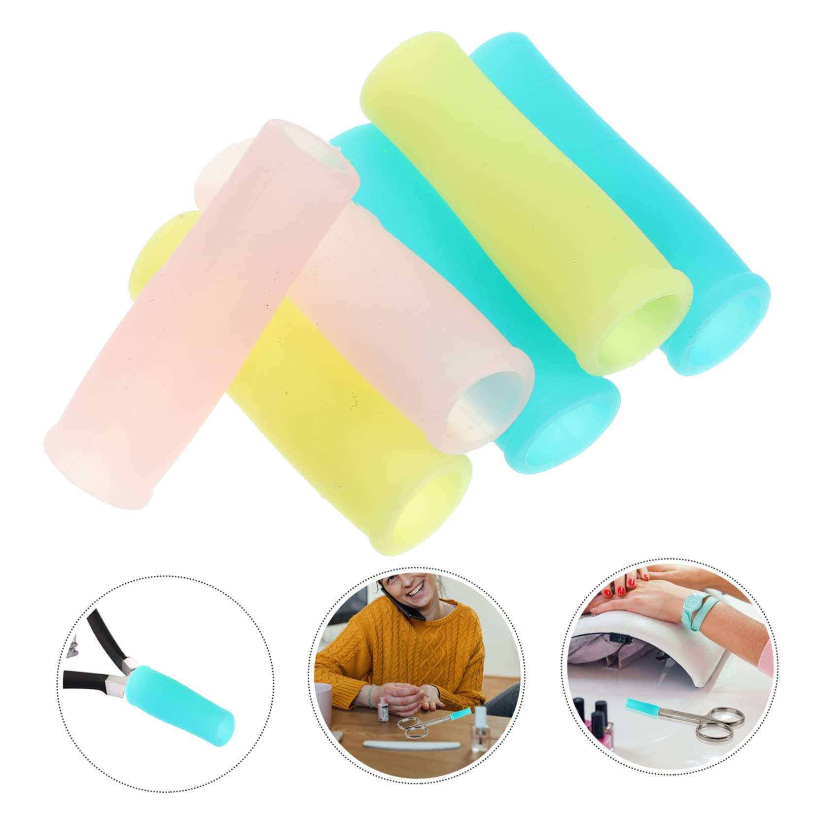 Housoutil 36 Pcs Dead Skin Shears Protective Case Tweezers Tip Sleeve Nail Art Scissors Tweezers Cover Manicure Tweezers Case Tweezers Tip Caps The Green Pink Nail Clippers Handle 3