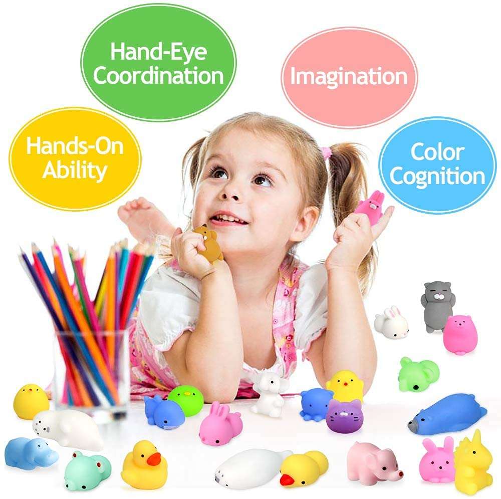 AIMEDYOU 16 Pcs Mochi Squishy Toys Mini Squishy Animal Squishies Party Favors for Kids Kawaii Squishy Squeeze Toy 2