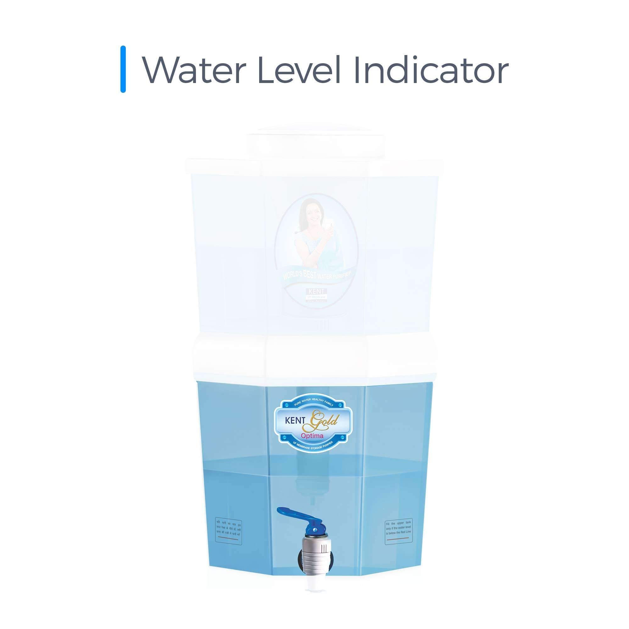 KENT Gold Optima Gravity Water Purifier (11016) | UF Technology Based | Non-Electric & Chemical Free | Counter Top | 10L Storage | White 3