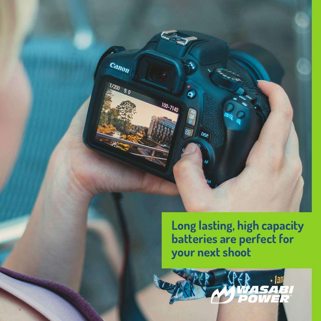 Wasabi Power Battery (2-Pack) for Canon LP-E10 & Canon EOS Rebel T3, Rebel T5, Rebel T6, Rebel T7, Rebel T100, 1100D, 1200D, 1300D, 1500D, 2000D, 3000D, 4000D, Kiss X50, Kiss X70 5