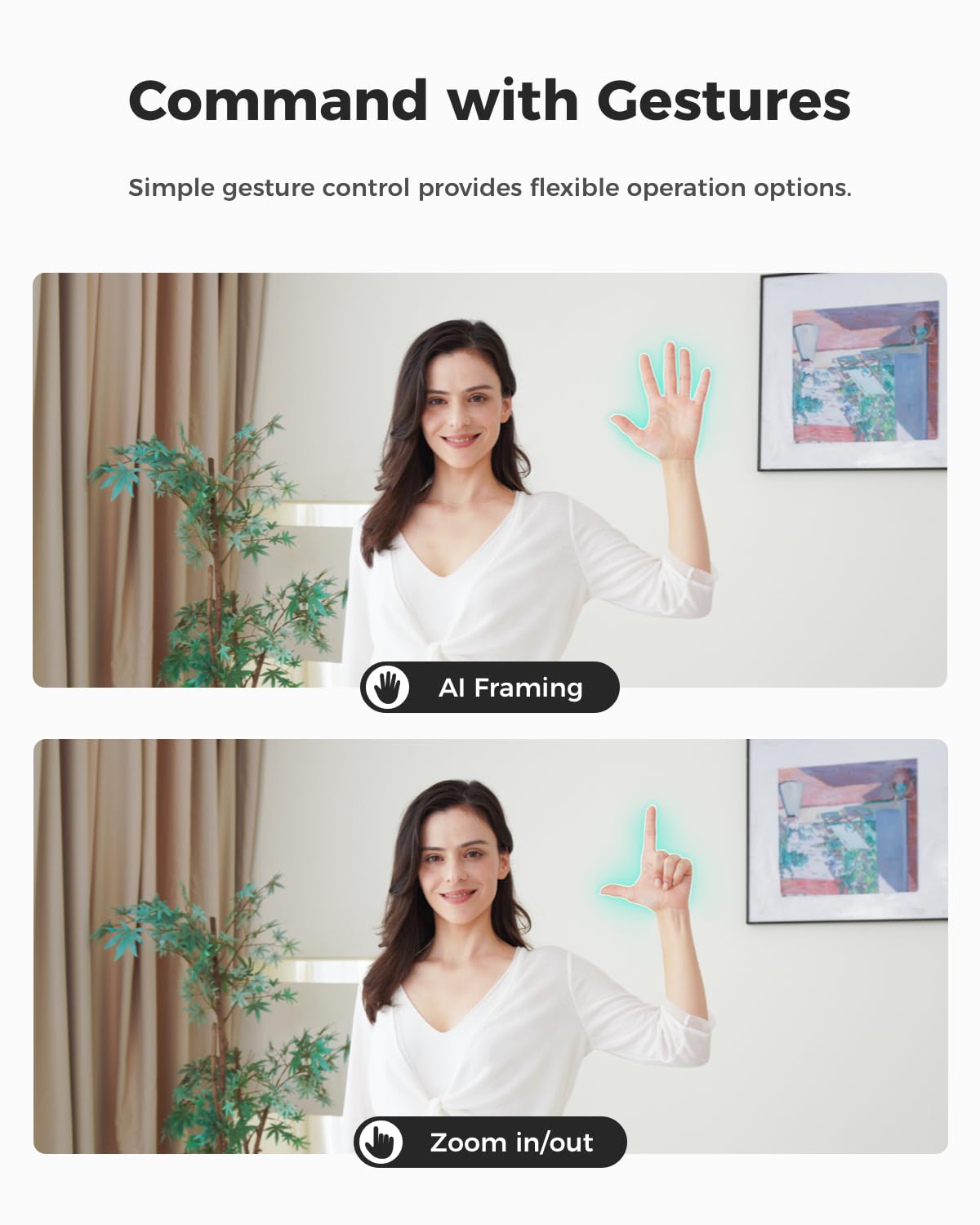 OBSBOT Meet SE 1080P 100FPS Webcam for PC, AI Framing Streaming Camera with 1/2.8" Sensor, Beauty Mode, Gesture Control, Staggered HDR, Web Camera for Desktop Computer, Laptop, Meeting. (Space Grey) 6