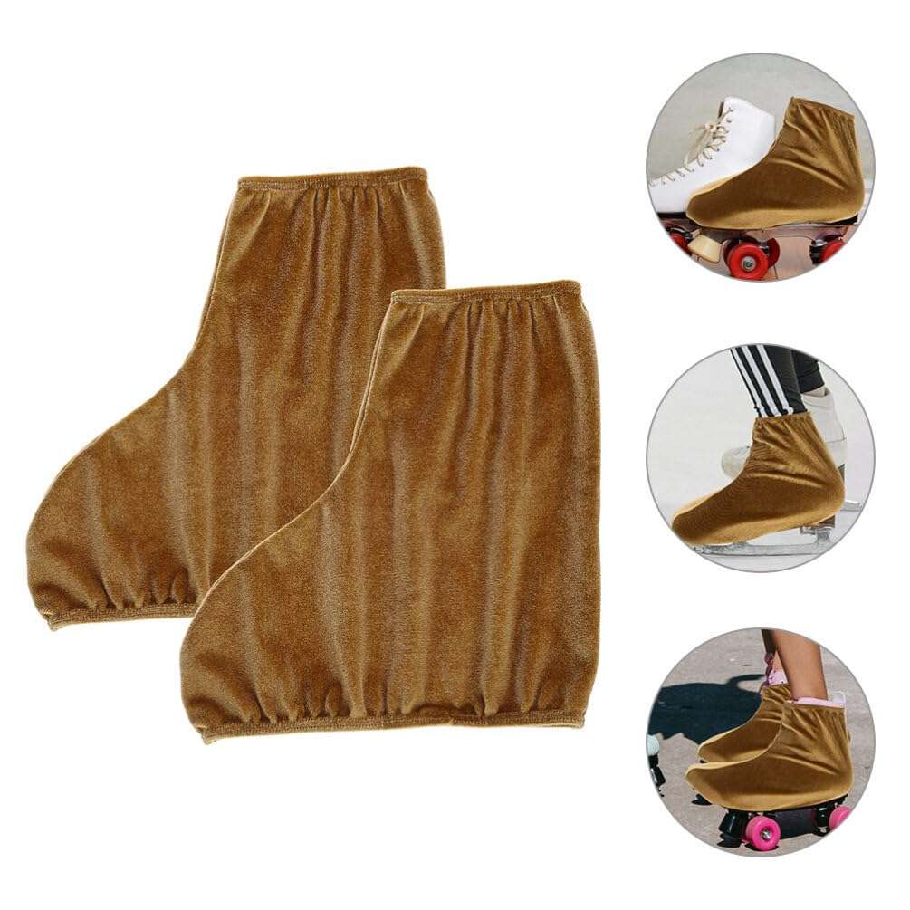 GANAZONO 1 Pair Skate Boot Covers Ice Skating Shoes Covers Sports Ice Skate Boot Covers Polyester Elastic Shoes Covers for Figure Skating Roller Skates Light Brown 3