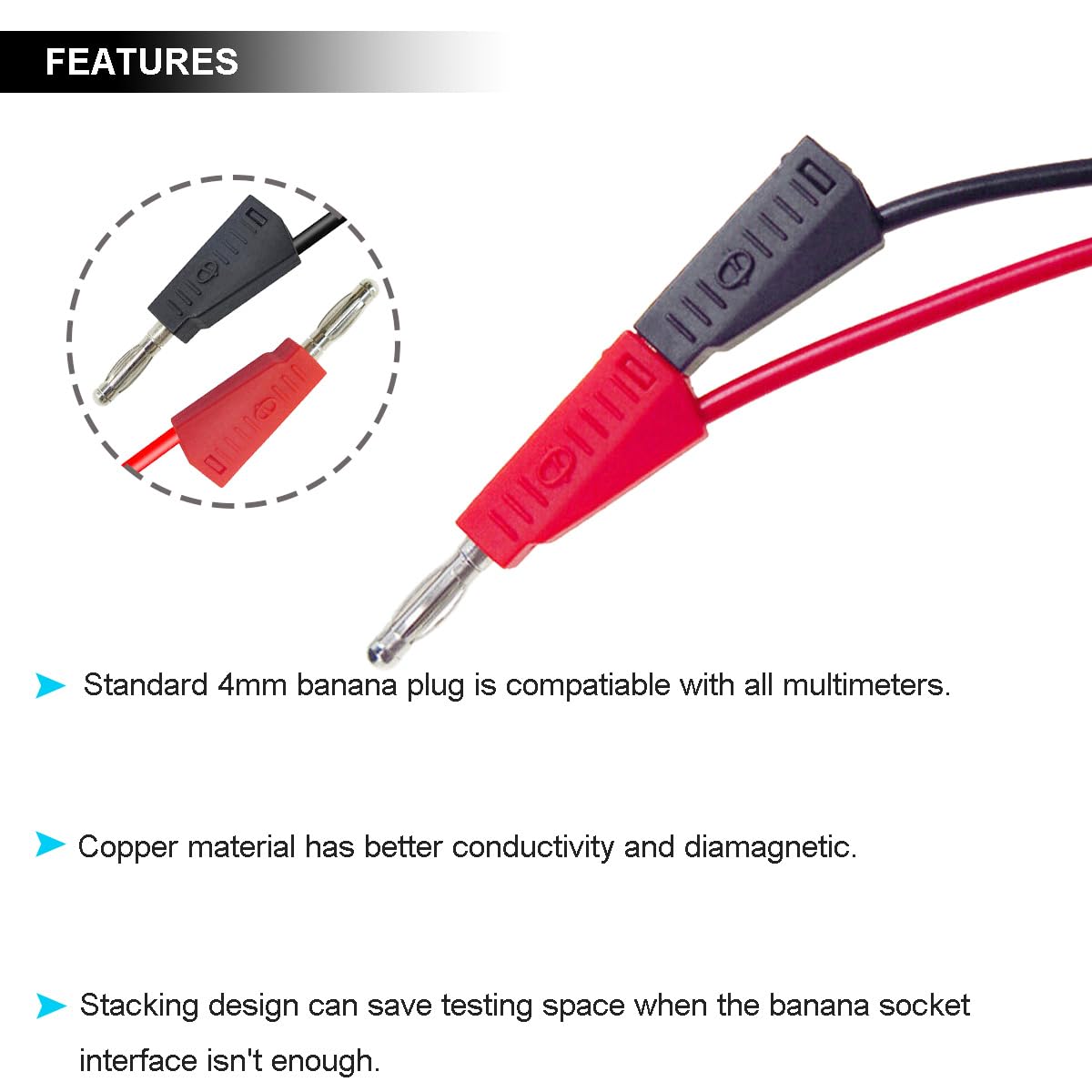 DKARDU 3 pcs BNC Test Leads Set Oscilloscope Probes BNC to Alligator Clips/Dual Stackable Banana Male Plug/Test Hook Clips Lead Cable,with BNC Male Plug to 2X Connector 6