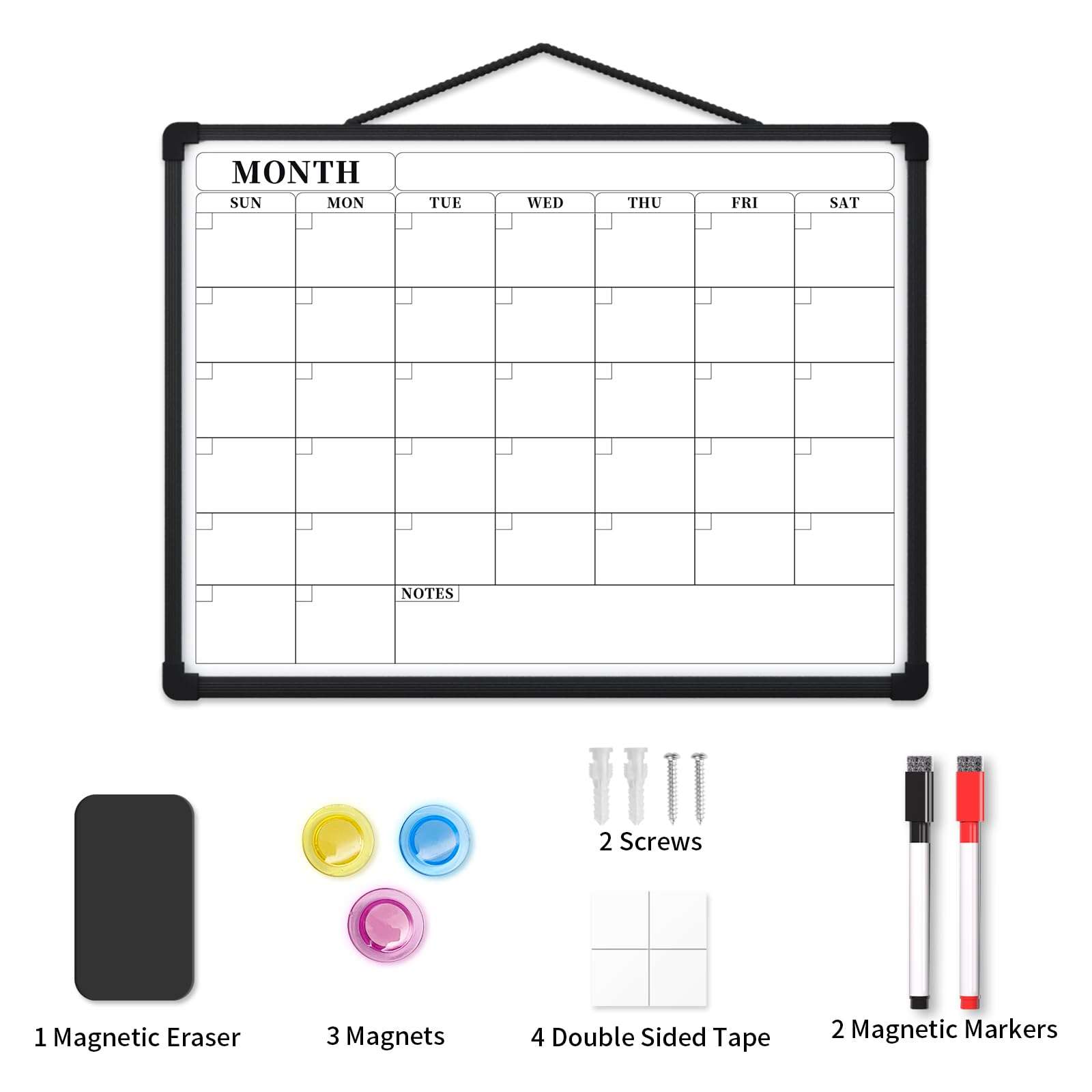 Monthly Calendar Dry Erase Board, 16"x12" White Board Dry Erase for Wall, Small Hanging Dry Erase Board, Double-Sided White Board for Home, Office, or School 4