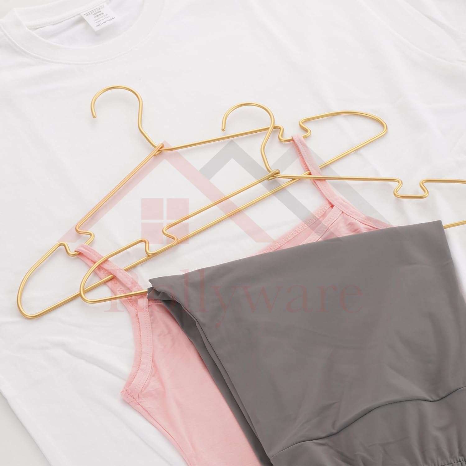 Rollyware ® Stainless Steel Hanger, 16.5 Inch Smooth and Durable Metal Shirt Dress Hanger, Lightweight and Sturdy for Suit Jackets and Casual Pants (10, Gold) 3