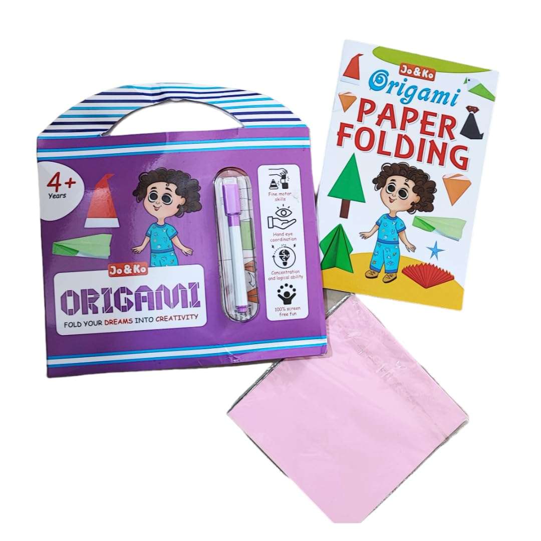 JoGenii Origami Kit - DIY Kit for Kids, Contains Origami Book, 100 Origami Sheets and marker Travel friendly Art and Craft Educational Brain-boosting No Mess Paper Craft Kit Paper Size: 14.5 CM * 14.5 CM, DIY Activity, Return Gifts for Kid 4-10 Years 5