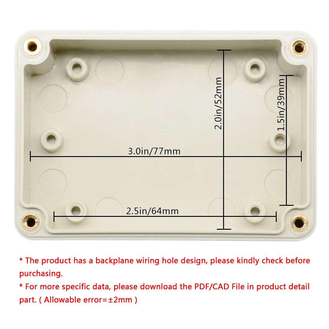 LeMotech Waterproof Dustproof IP65 ABS Plastic Junction Box Universal Electric Project Enclosure Pale Gray 3.3 x 2.3 x 1.3 inch (83 x 58 x 33 mm) 5