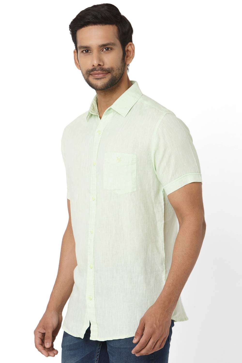 Mufti Men's Solid Slim Fit Casual Shirt (MFS-10869-K-68-LIME-L_Lime L) 3