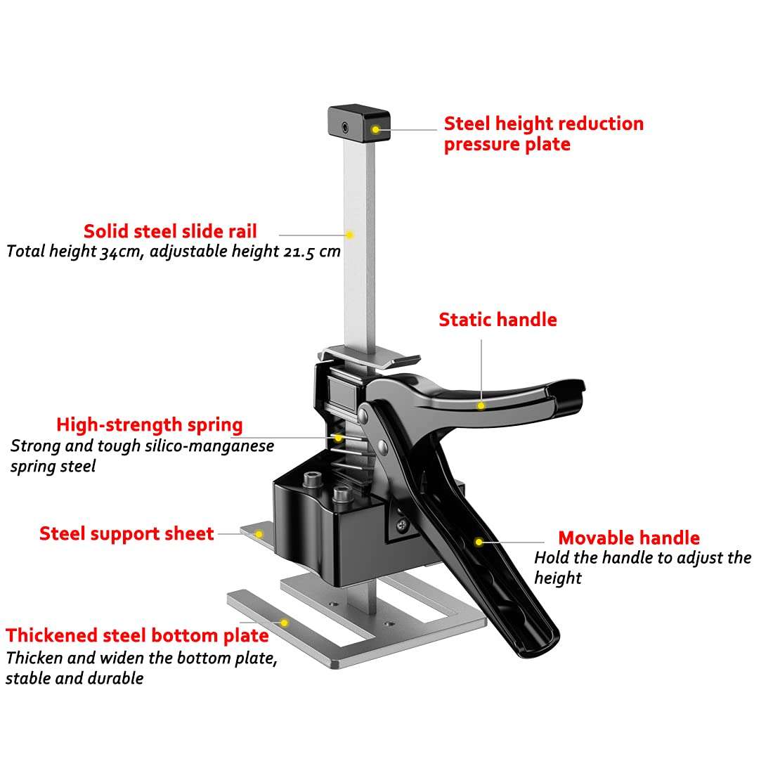 DUEBEL 2 Packs Floor Jack Furniture Lifter Drywall Lift Kit Bricklaying Tools Labor Saving Arm Jack Drywall Tools Hand Lifting Jack Tool Furniture Lifters for Heavy Furniture (300kg, 23cm, gloves) 5