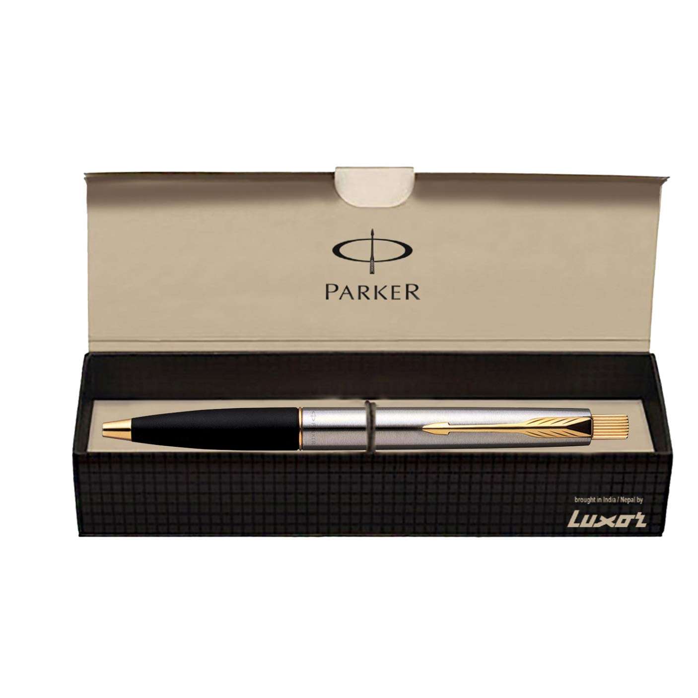 Parker Vector Chrome Trim Black Roller Ball Pen with Free Card Holder (Black) Frontier Stainless Steel GT Ball Pen 5