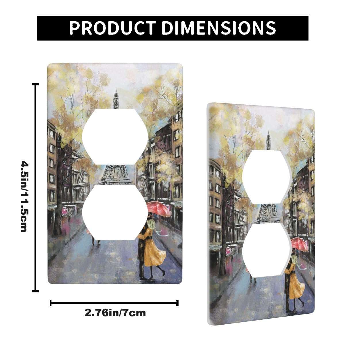 Pznen Paris Eiffel Tower Outlet Covers Duplex Wall Plate Standard Size 4.5" X 2.76" European City Landscape Yellow 1-Gang Plug Cover Light Switch Covers for Living Room Girl Bedroom 3