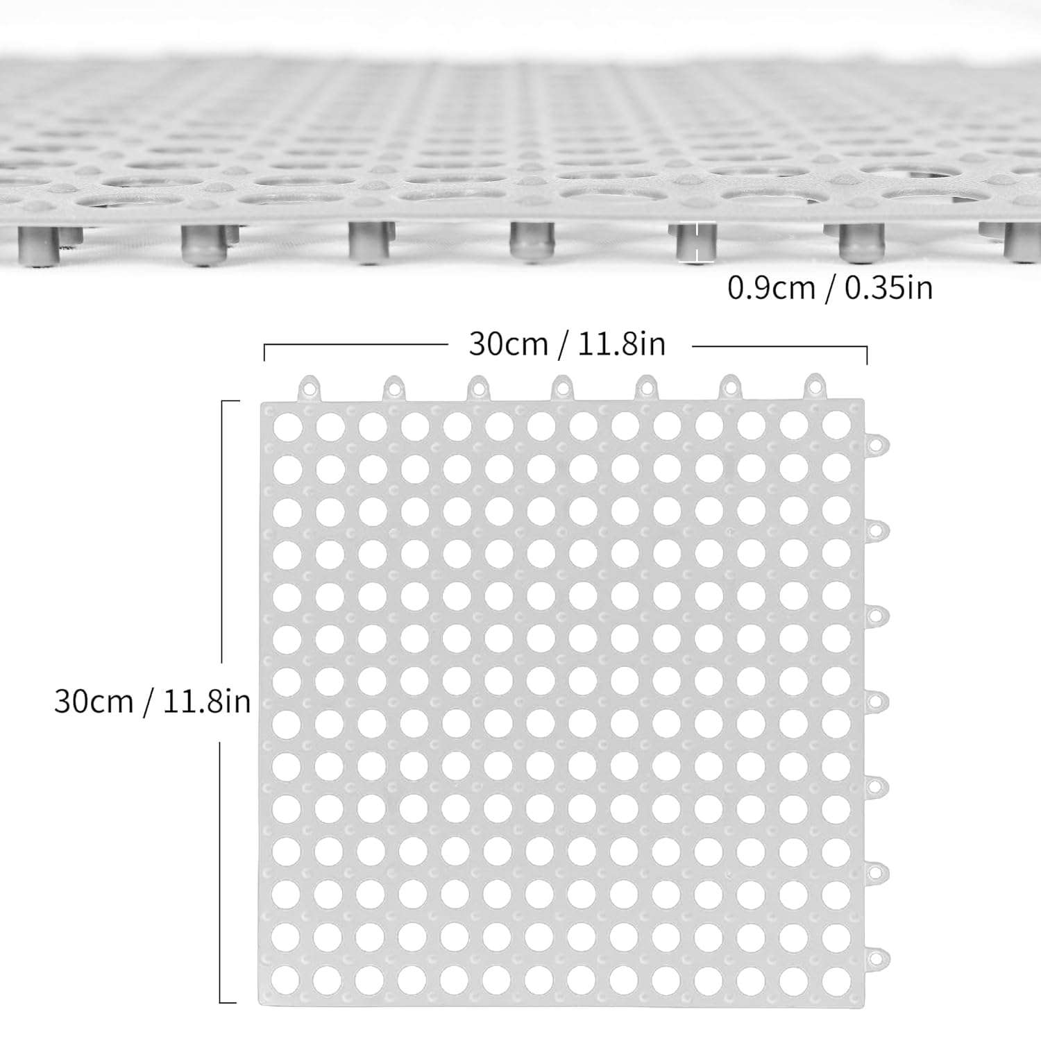 DWITICART 20 Pcs Drainage Interlocking Tiles 12 x 12 Dry Deck Mats Non Slip Shower Floor Tile Soft PVC Splicing Modular Cushion Mat for Wet Areas Bathroom Kitchen Balcony (,White) (Pack of - 20) 5