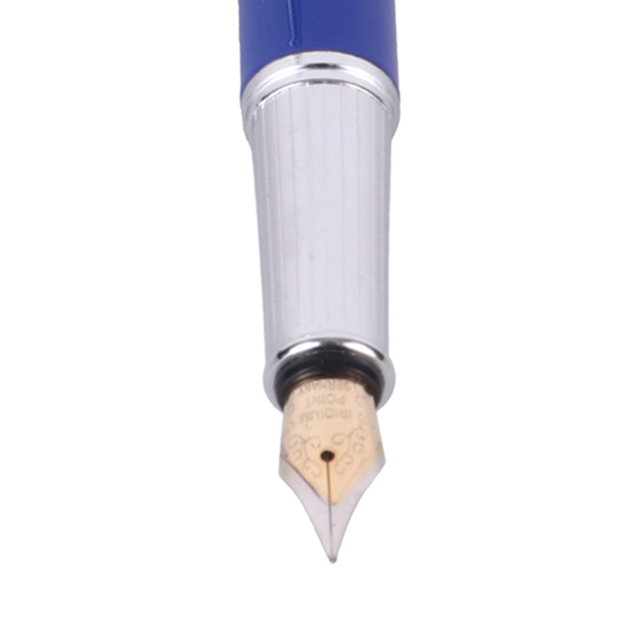 Clems Zone FT – 3367 Unique Design Fountain Pen with Crafted Clip & Cap Royal Blue/Silver Combination Color Metal Body Fountain Pen. 5