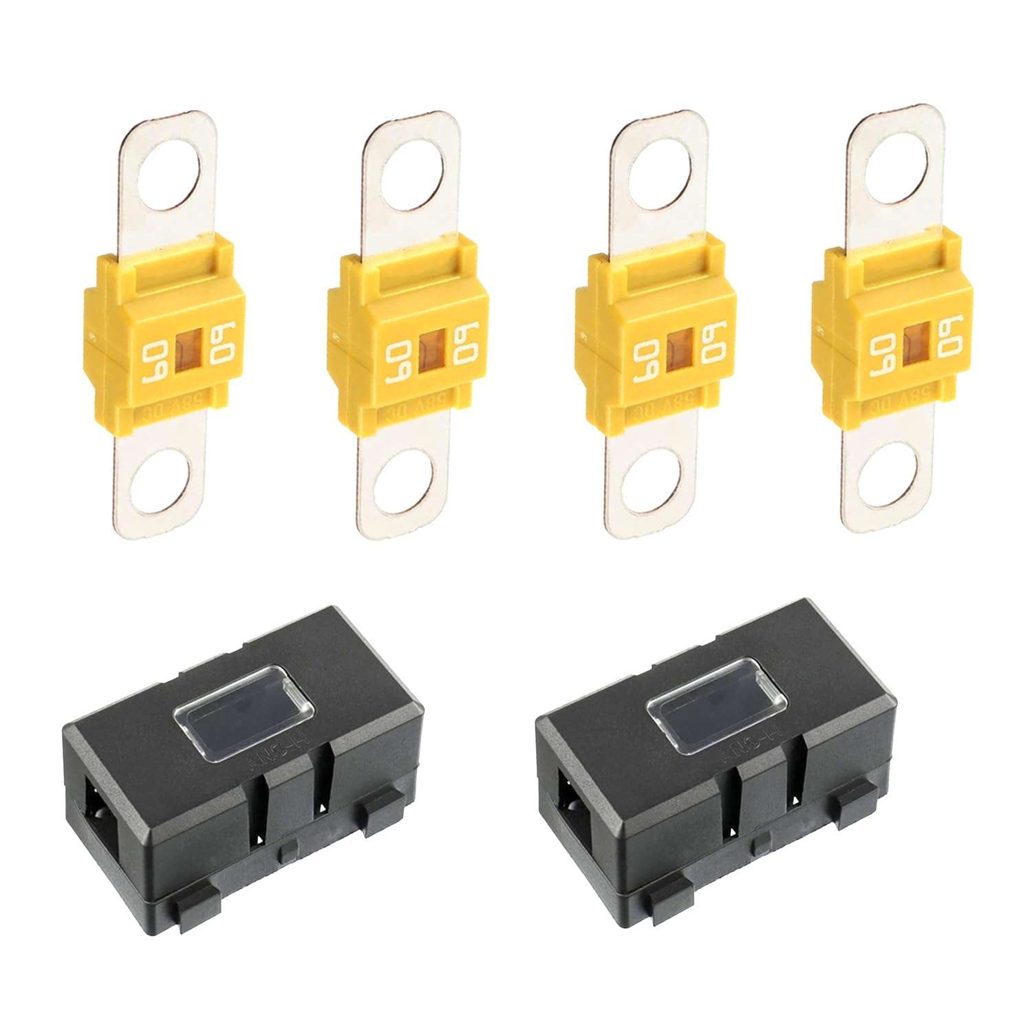4Pcs 60 Amp High Current Fuse M6 Bolt-on Midi Fuse with 2Pcs Fuse Holders for Cars 1