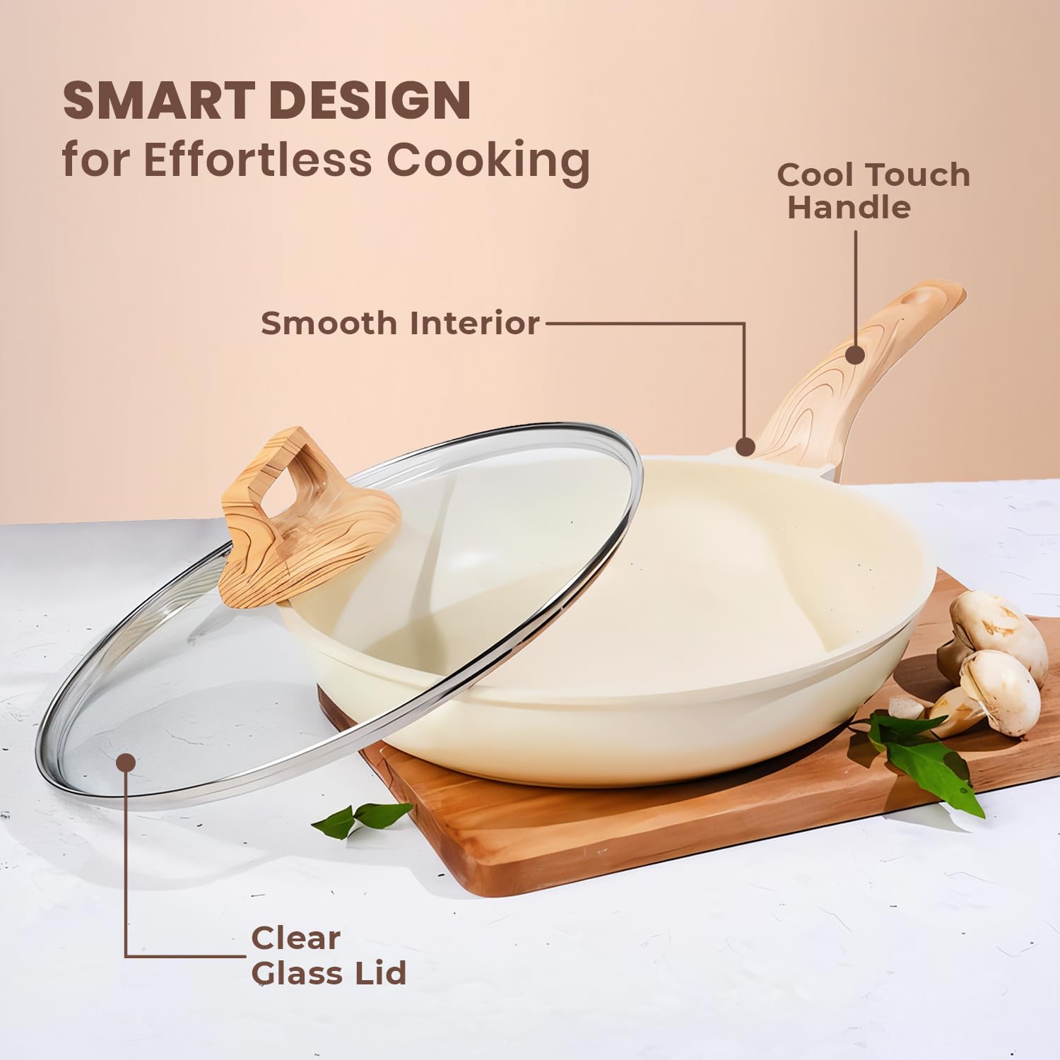 Homero Non Stick Maifan Frying Pan with Lid, Non Stick Pan with Non-Toxic Coating, Granite Skillet with Anti-Scald Handle, Omelet Pans, Egg Pan Cookware, PFOS & PFOA Free (26cm, Maifan Stone) 6