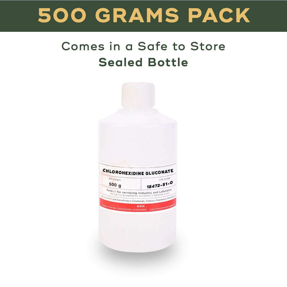 BRM Chemicals Chlorhexidine Gluconate - 500 Grams For Soap Making, Shampoo Making, Cosmetic Making & DIY Personal Care For Face, Hair, Skin & Body 3