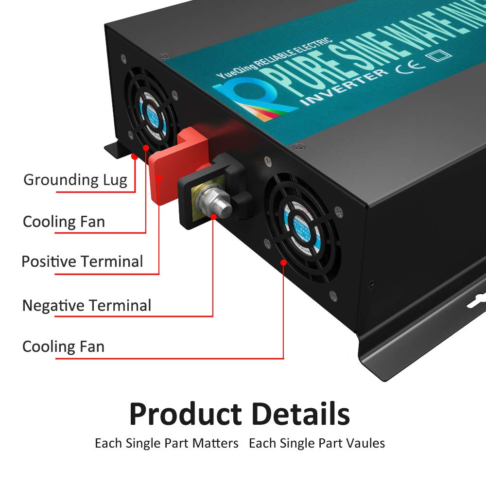 WZRELB RBPRC300012 3000W 12V 110~120V Pure Sine Wave Solar Power Inverter with Remote Control Switch 4
