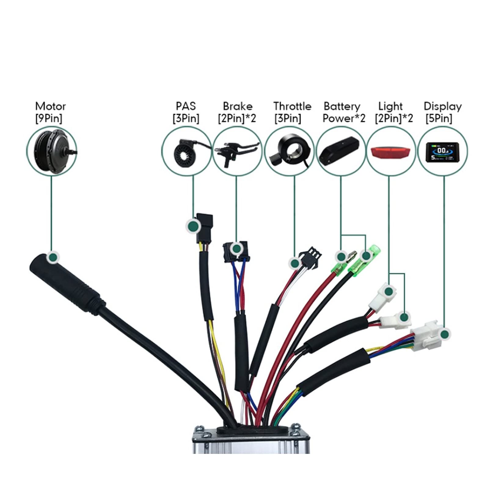 VBESTLIFE KT 17A Controller 36V 48V 350W Aluminum Alloy Motor Controller with Double Ends Light Cord Joint for Electric Electric Modification Accessories 6