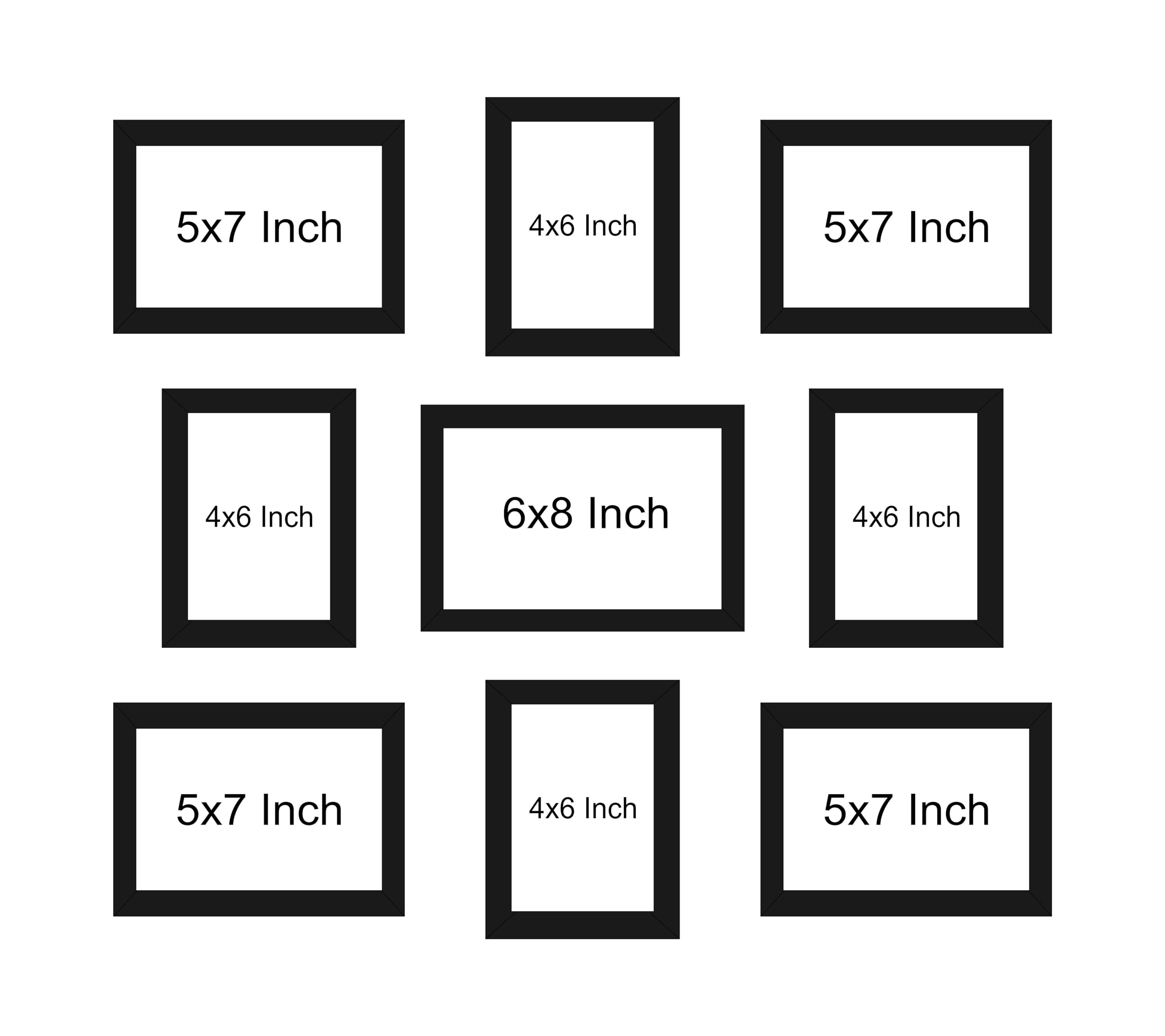 HK PRINTS Photo Frame for Home Office School Decoration 9 Frames Collage for Wall Hanging (4x6, 5x7, 6x8 Inch, Synthetic Wood, Plexiglass) F-1 3