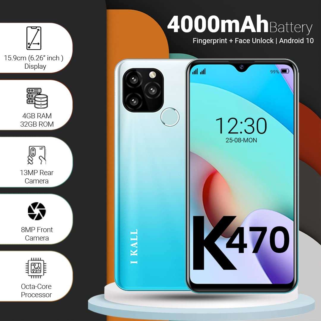 IKALL K470 6.26" HD+ Display Smartphone (Dual Sim, 4G) (4GB RAM, 13MP Rear Camera) (Sky Blue) 3