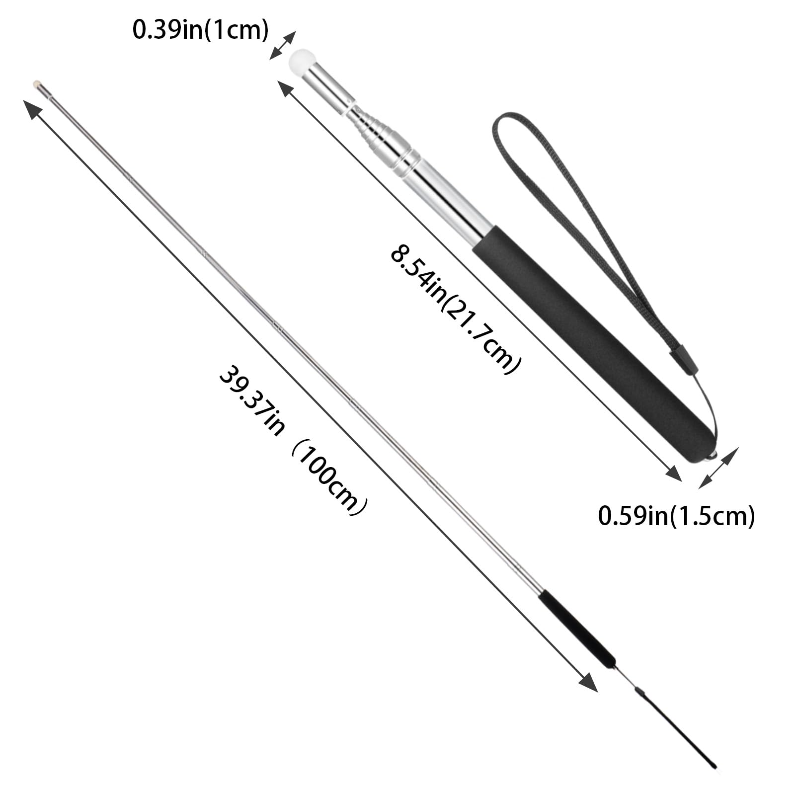 Gjinxi Teacher Pointer Stick with Hand Lanyard, Telescopic Pointer for Classroom Teaching Kid Reading, Retractable Whiteboard Pointer Extendable Presentation Pointer 39.37'' 4