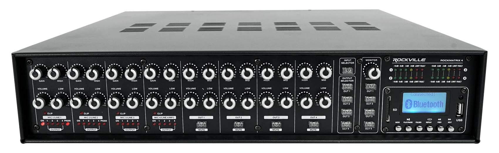 Rockville (1 Rock Matrix 4 Zone Commercial Amplifier+Matrix Source Routing Bundle with (8) HC85 8" Inch 700 Watt in-Ceiling Home Theater Speakers + (1) Mini WiFi Receiver (6 Items) 6