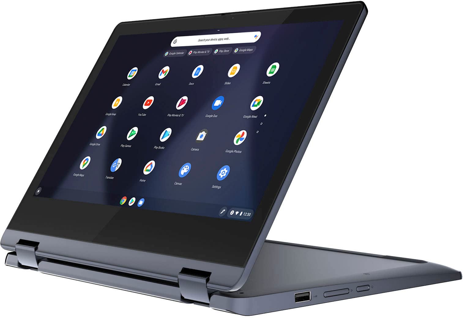 2022 Lenovo Flex 3 11" 2-in-1 IPS Touchscreen Chromebook Laptop MediaTek MT8183, 4GB Memory, 192GB Storage (64GB eMMC Plus 128GB Card) WiFi 6, Bluetooth, Webcam, Chrome OS - Abyss Blue| TECL Bundle 1