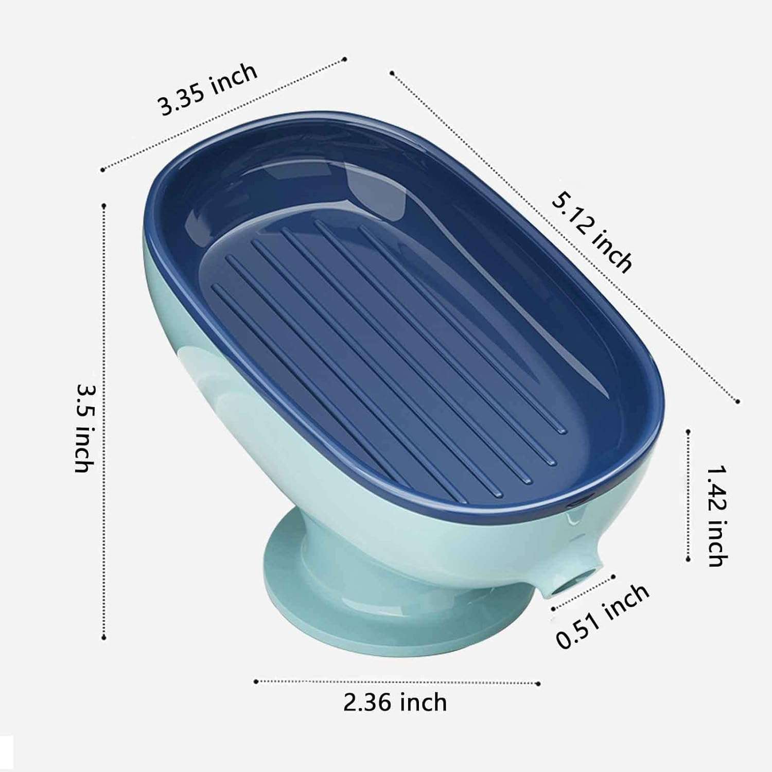 HEXONIQ® Plastic Soap Dish Holder with Suction Cup, Self Draining, for Shower, Bathroom, Tub, Kitchen Sink (1, White) 4