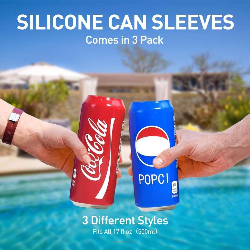 Shop Stoppers Silicone Beer Can Sleeves (Set of 3) for Hiding Drinks – Reusable, Flexible & Portable Tin Covers for Beer, Soda, Soft Drink & Other Drink Cans - 3 Pcs Fake Soda Can Cover fit for 500ML 3