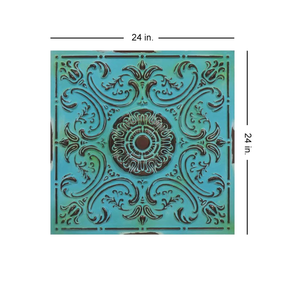 from Plain to Beautiful in Hours 511 Venice PVC 2' x 2' Lay-in or Glue-up Ceiling Tile (Covers / 100 sq.ft), Medieval Blue, 25 Piece 3