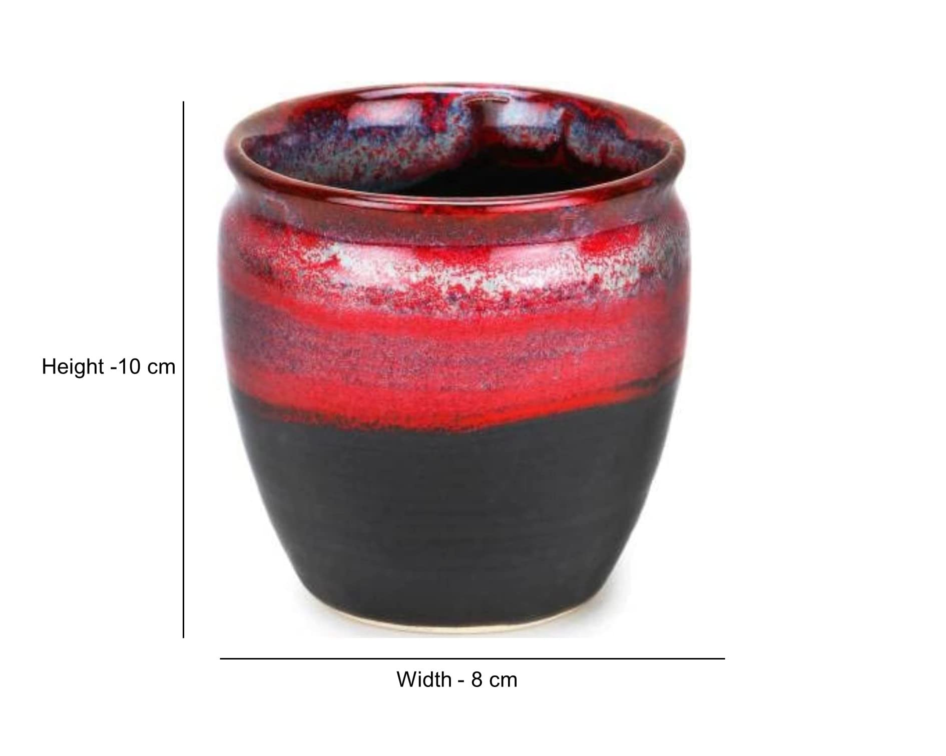 SilverBoons Crimson Hand Glazed Ceramic Khulad Tea Cups | Kullar Cups for Tea/Coffee | Ceramic Kulhad Mugs |Handmade Kullar Tea Set |Traditional Style Cup | Kullar Chai Cups (Set of 2) 4