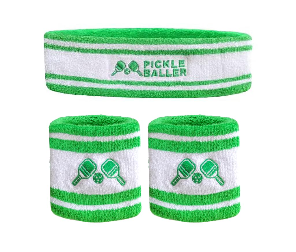 Pickleball Headband, Pickleball Golf Tennis Great Gift or for Your Sports or Team Wristband Sports Band Set Including Towel Wrist and Head Sweatbands (Pickleball Head & Wristband Set) 1