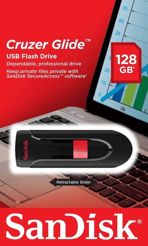 SanDisk Cruzer Glide 128GB Flash Drive (2 Pack) USB 2.0 Port Jump Drive Pen Drive (SDCZ60-128-B35) Bundle with (1) Everything But Stromboli Lanyard 2