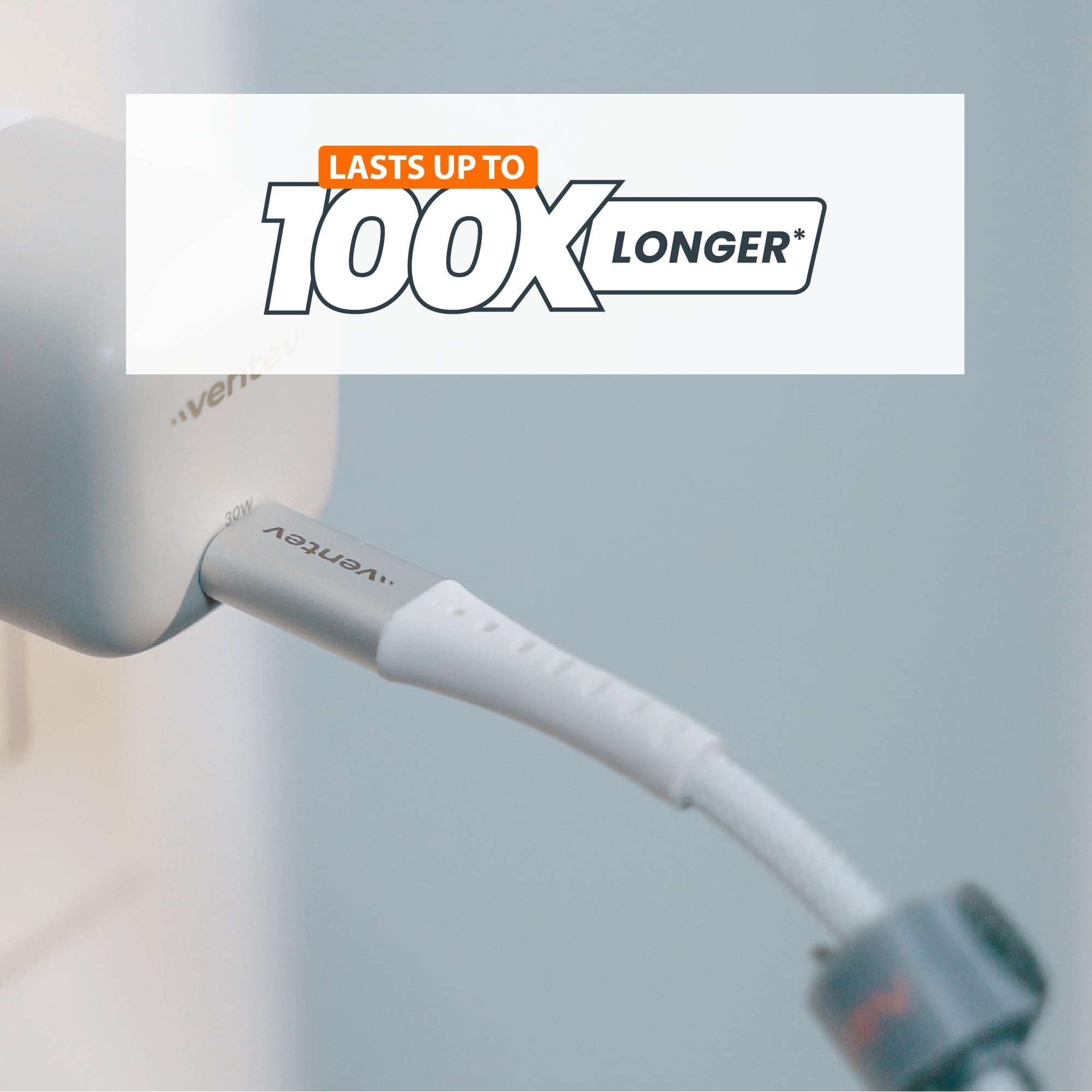 Ventev ChargeSync Apple Lightning Cable | Rapid Charging to 2.4A/12W at Max Rates, Mfi Certified, Brushed Aluminum Housing, No-Fray Durability, Designed for Cases | 10Ft Grey 2