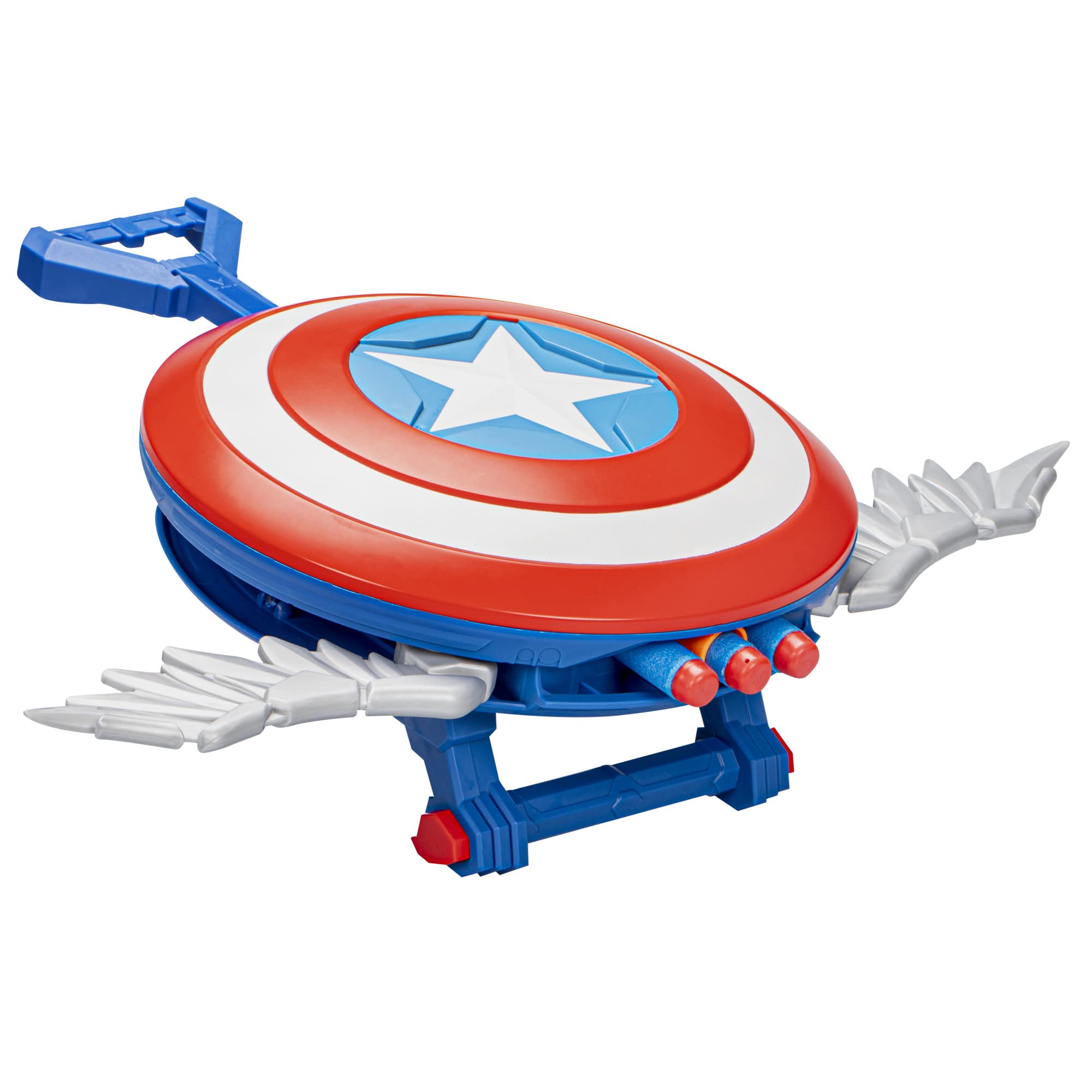 Marvel Mech Strike Mechasaurs Captain America Redwing Blaster, NERF Blaster with 3 Darts, Role Play Super Hero Toys for Kids Ages 5 and Up 1
