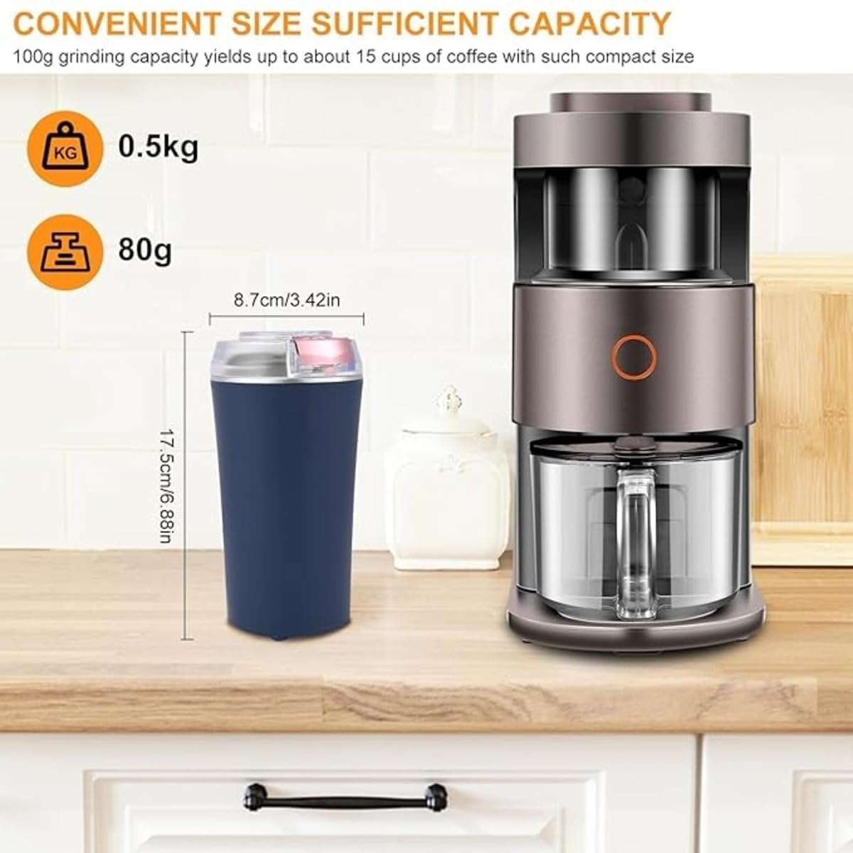 Electric Coffee Grinder,4 Blade Stainless Steel Mini Mixer Grinder for Home,Easy On/Off One-Touch Push Button Coffee Grinder Spices, Masala, Herbs, Nuts & Grains Multifunctional Use Mixer 6