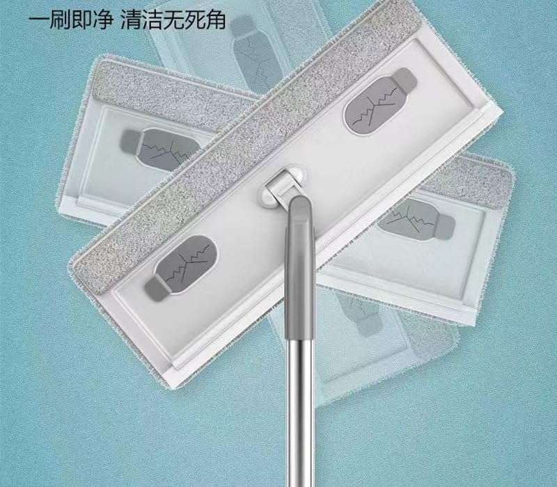 PRUVAVE 3 In1 Flat Mop Long Handle Mop,Easy to Floor Cleaning Mop,Flat Mop with Glass Cleaner,180 Rotate Long Handle Mop with Soft Side Brush Steel Handle.(Heavy Quality) 6