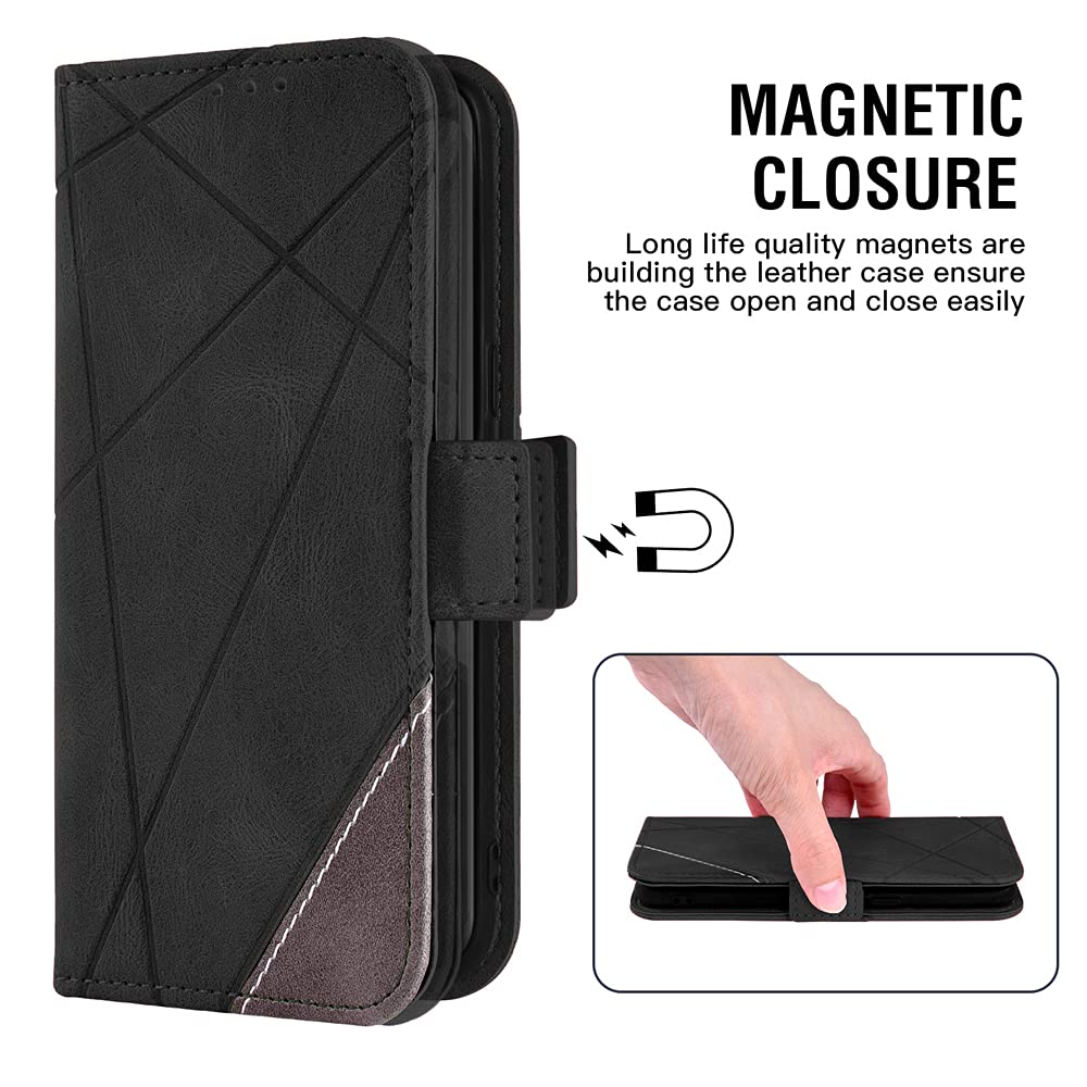 Asuwish Compatible with Samsung Galaxy Note 3 Wallet Case and Tempered Glass Screen Protector Leather Flip Cover Card Holder Stand Cell Accessories Phone Cases for Glaxay Note3 N9005 Women Men Black 5