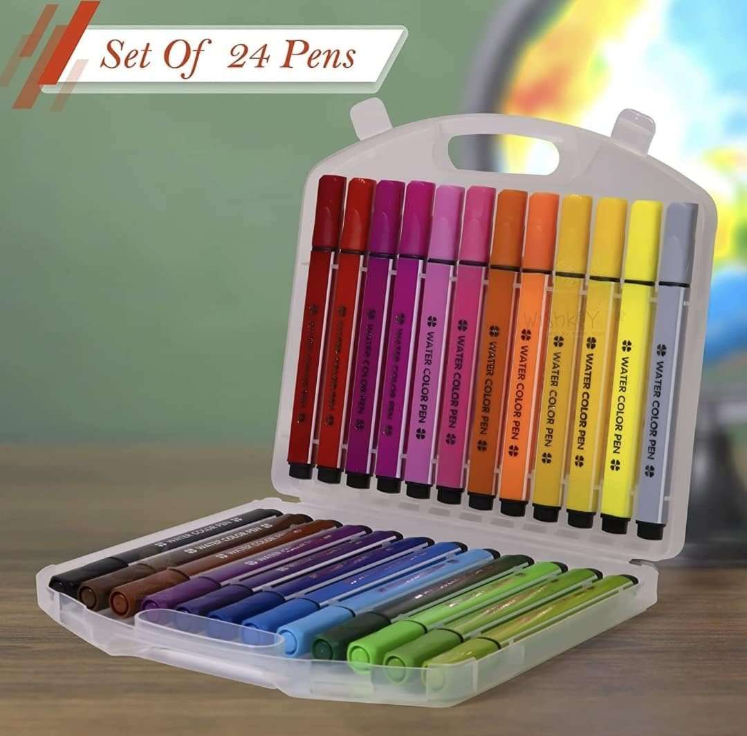 DEOXY Washable Watercolor Pens Set - Colouring Kit Art Markers Colour Sketch Pens Set Kids Artists Sketching Drawing Materials Craft Supplies Return Gift (24 Watercolor Pen Set) 3
