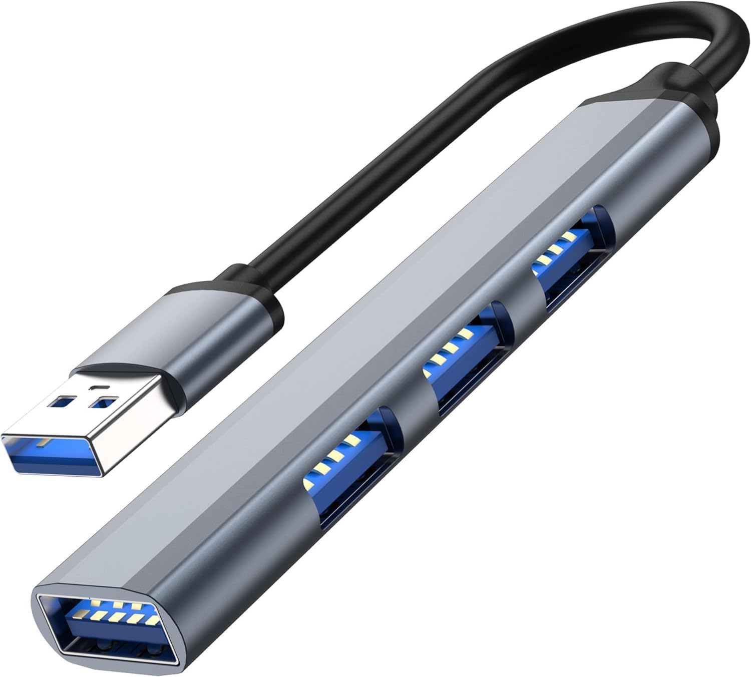 USB Hub 3.0 with 4 Ports, Aluminium USB 3.0 Hub USB Splitter Extender for for Laptop, PC, MacBook, Mac Pro, Mac Mini, iMac, Surface Pro and More LB02