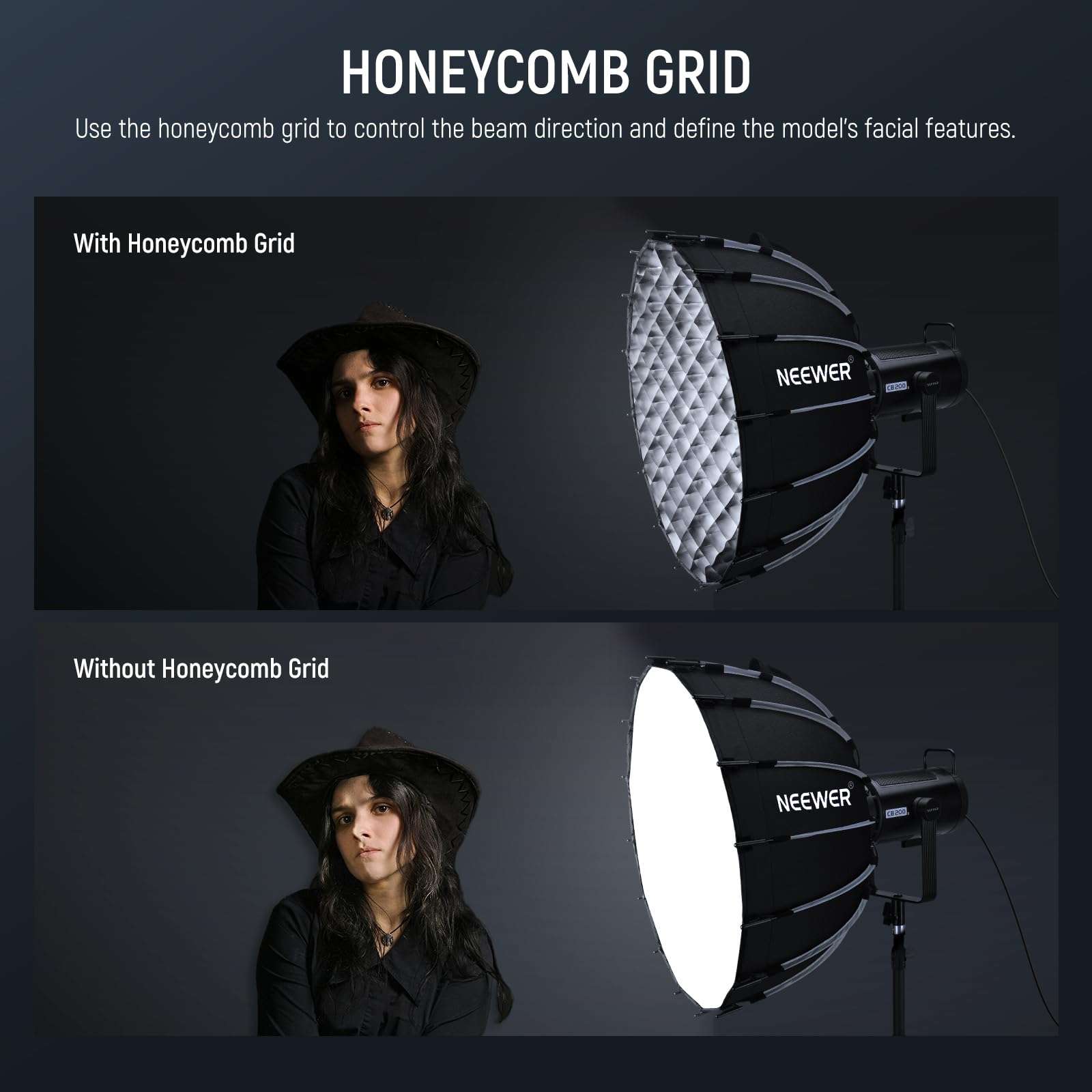 NEEWER Parabolic Softbox Kit, 23.6" Bowens Mount Soft Box with Light Diffusers for Studio Photography Video Recording Streaming Lighting Compatible with Aputure 120d Compatible with Godox SL60w, NS71P 5