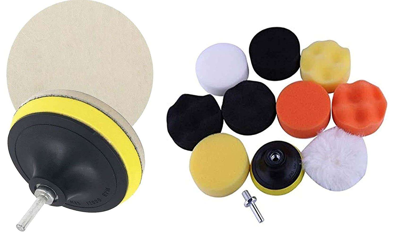 Diy Crafts 12730 10219 80mm Compound Drill Buffing Sponge Pads Kit for Car Sanding, Polishing, Multicolor, 11 Piece 6