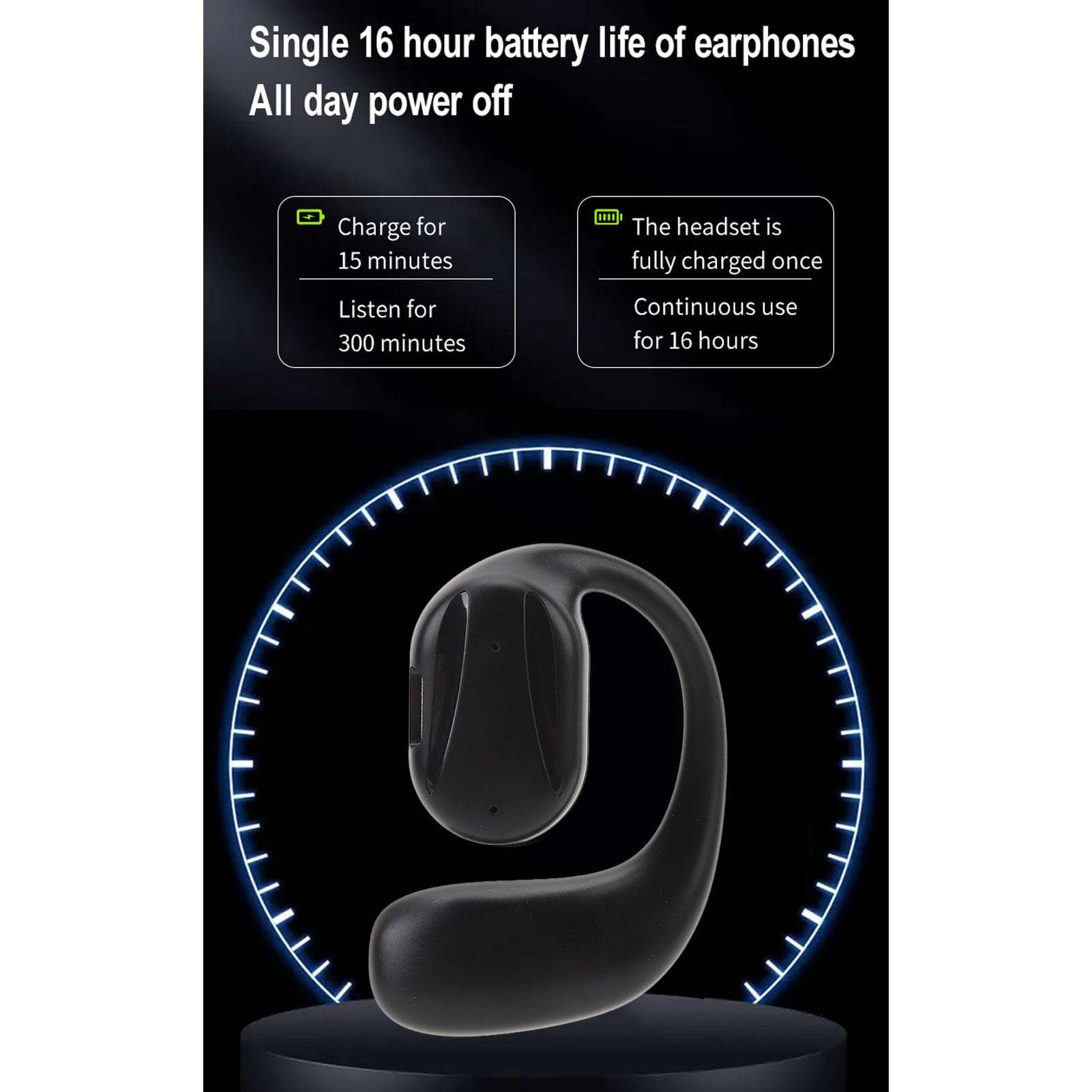 Yunseity Single Open Ear Headphones, Cordless Bluetooth Earpiece, 16H Playtime Bluetooth 5.3 Left Single Ear Buds, Touch Control in Ear Bluetooth Earphones for Driving Business Office 5