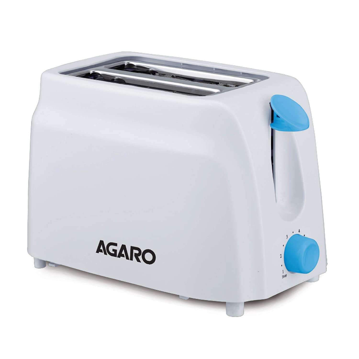 AGARO - 33263 750-Watt 2-Slice Pop-Up Toaster with 6 Toasting Settings & Removable Crumb Tray (White). 1