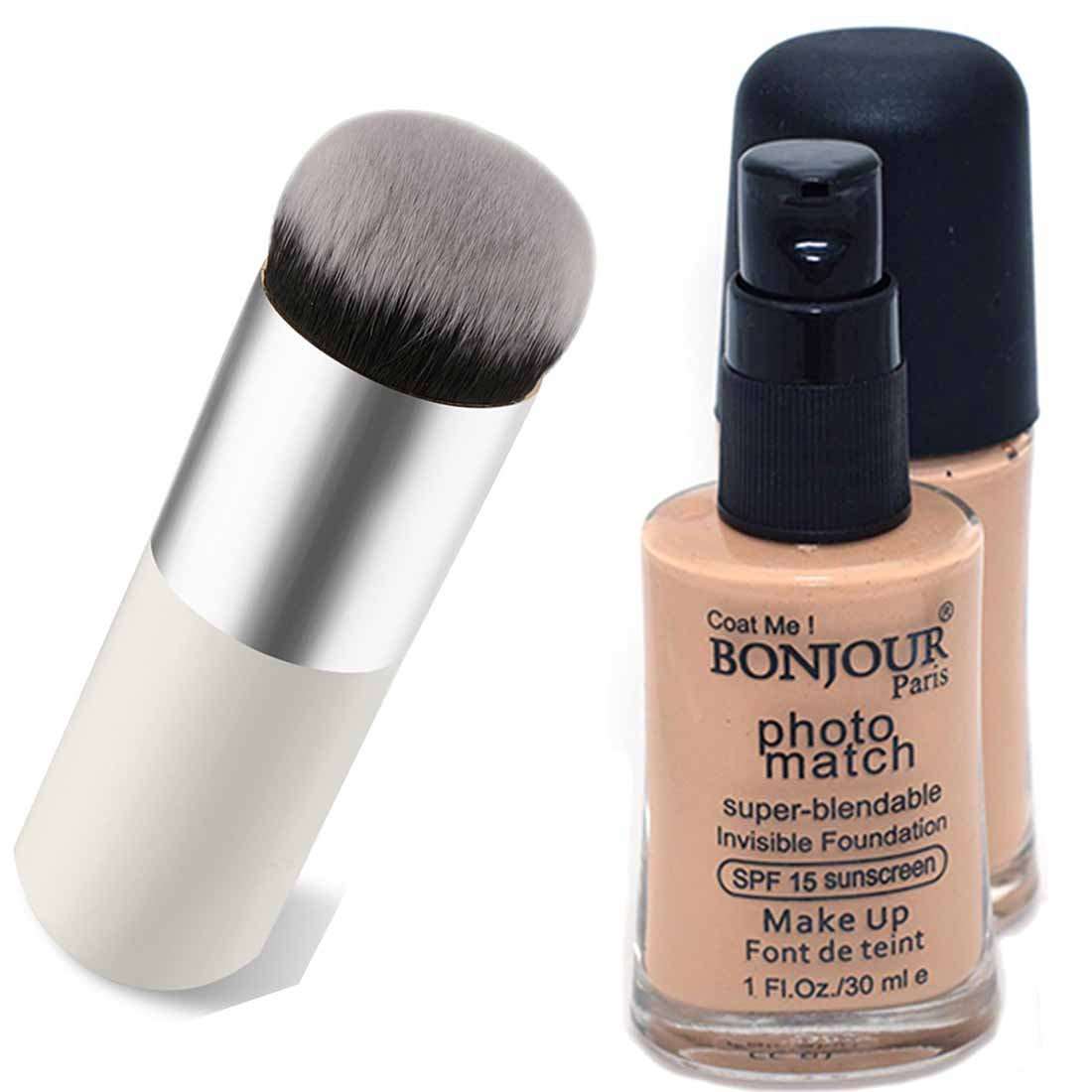 Bonjour Paris Foundation With Color Fever Foundation Brush, 30 Ml (Pack of 3) 1